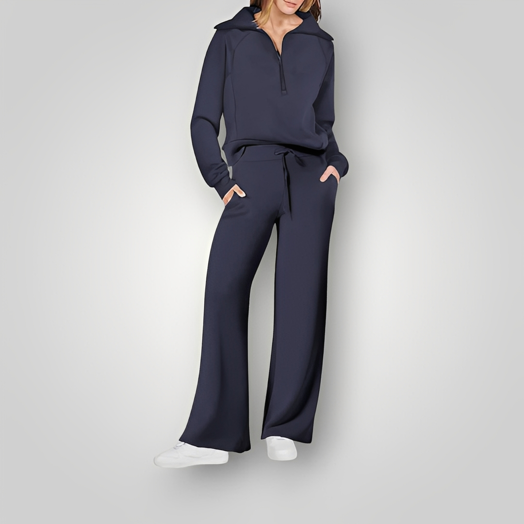 Jocilyn - Ensemble chaud en 2 pièces avec demi-zip pour femmes