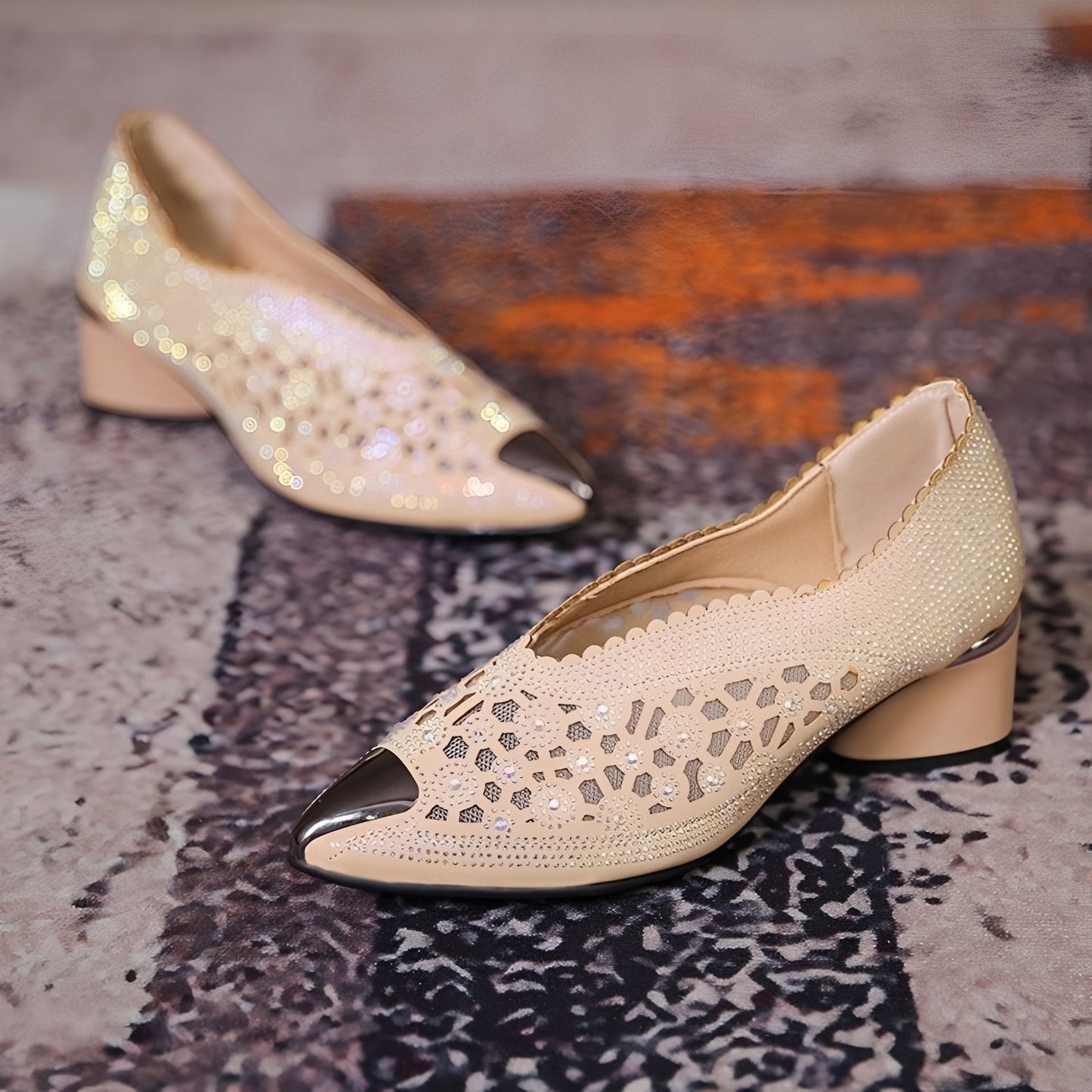 Priscille - Elegant women's sandals in knitted fabric