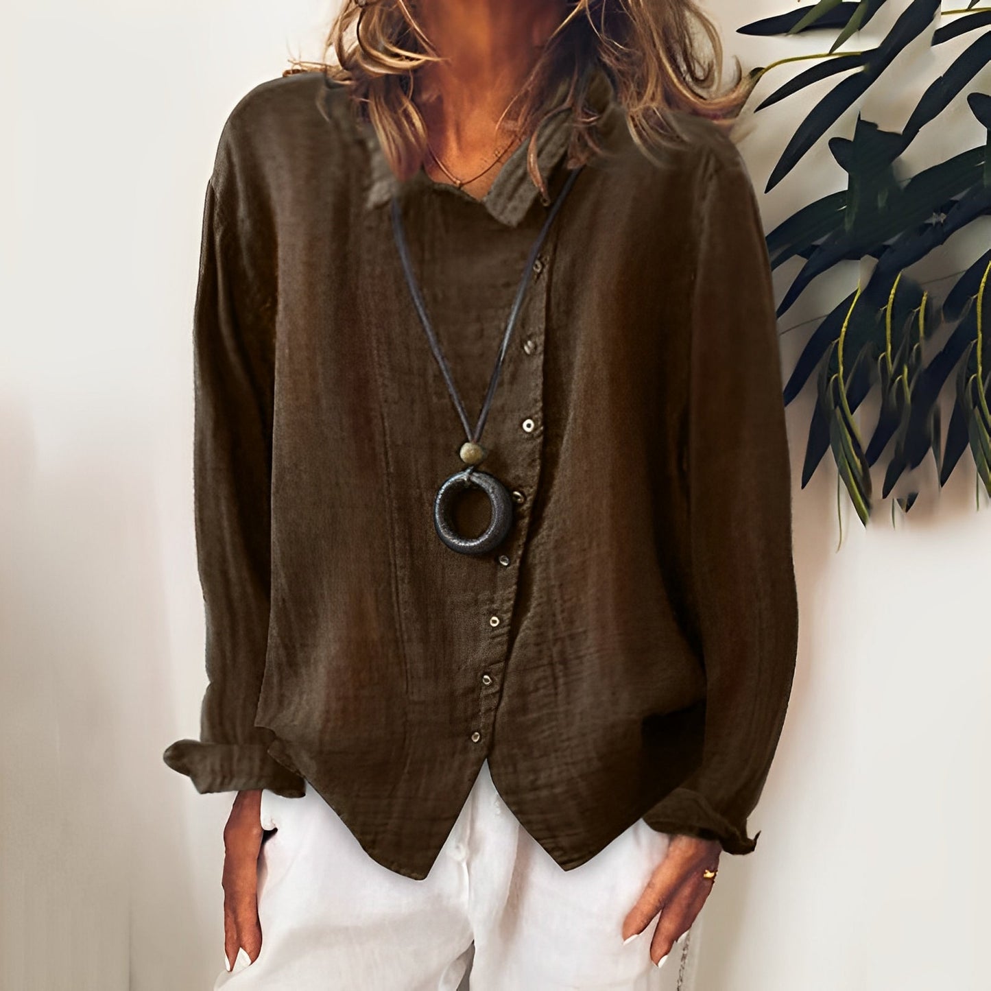 Madelina - Blouse femme en lin avec manches longues