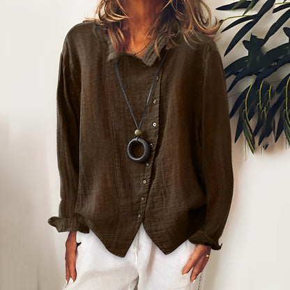 Madelina - Blouse femme en lin avec manches longues
