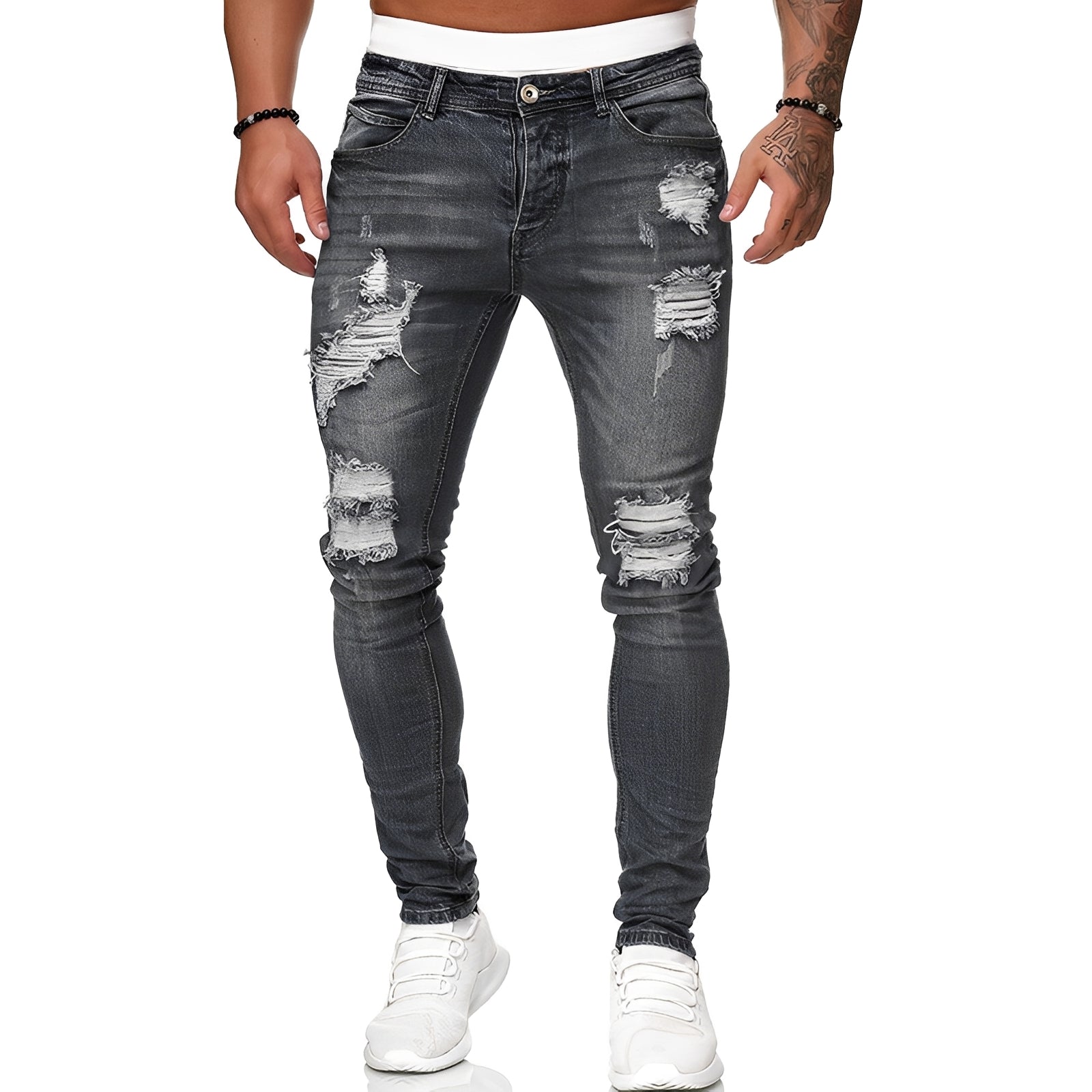 Annie - Jean skinny décontracté avec déchirures pour hommes