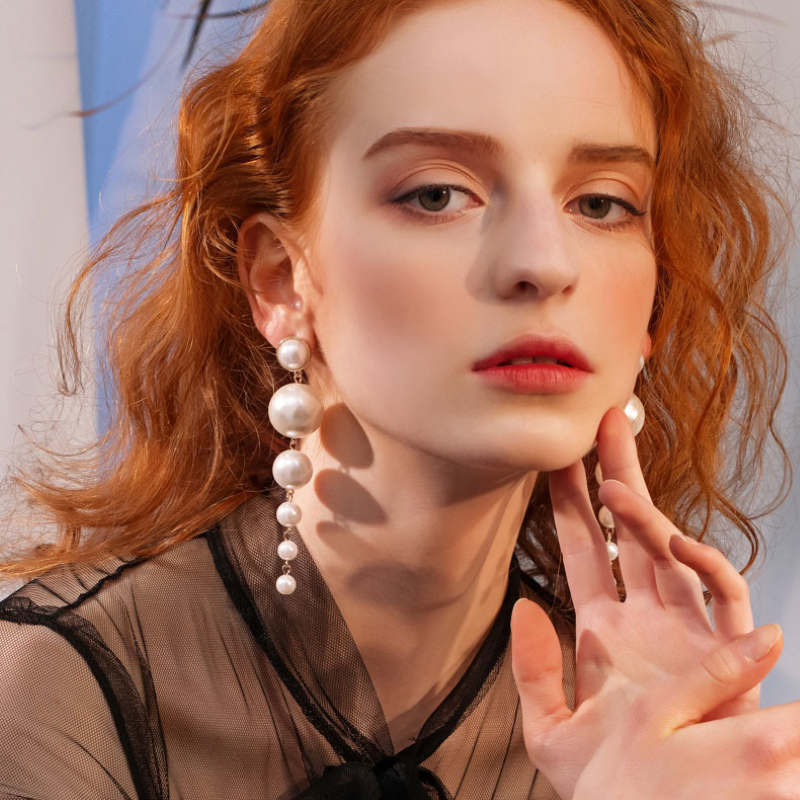 Boucles d'oreilles Perles Cascade - Boucles d'oreilles longues en perles