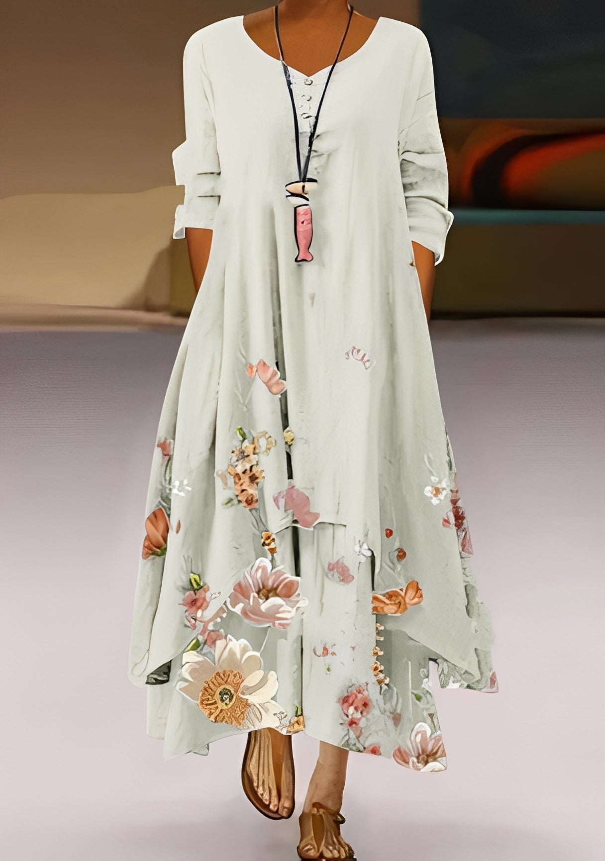Belle - Robe élégante et ample avec imprimé pour femmes