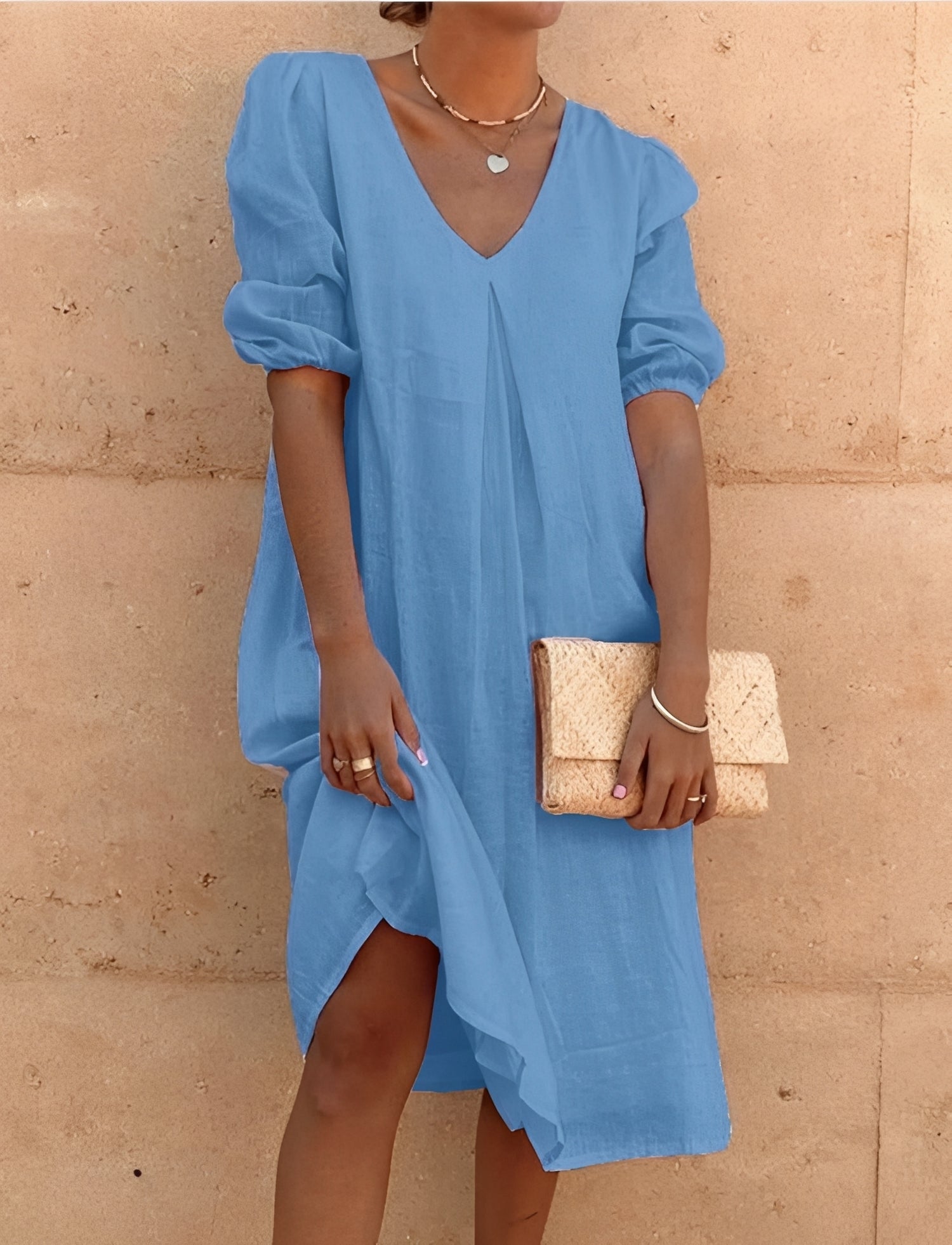 Nancy - Robe midi décontractée et ample pour femmes
