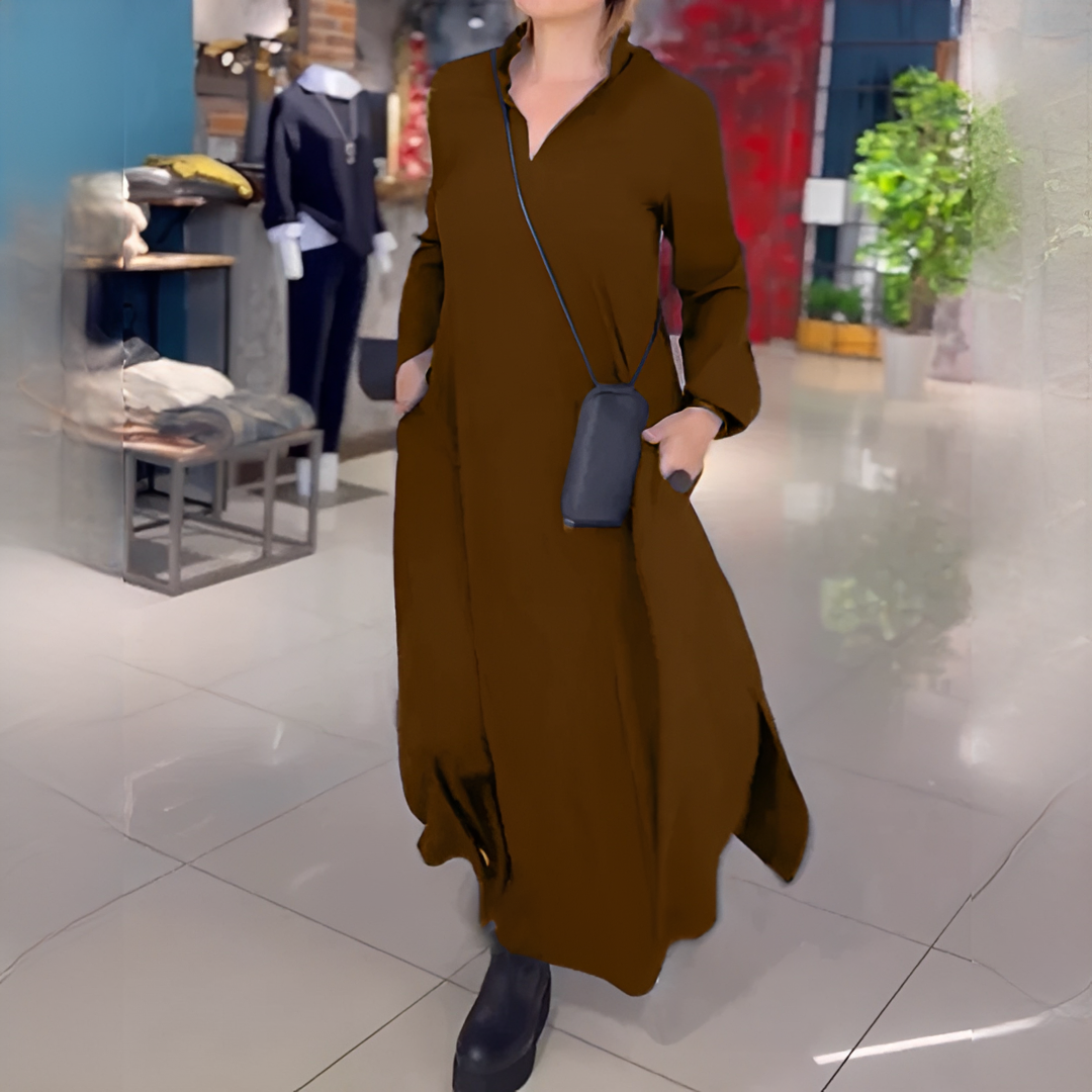 Cassie - Robe Longue Décontractée à Manches