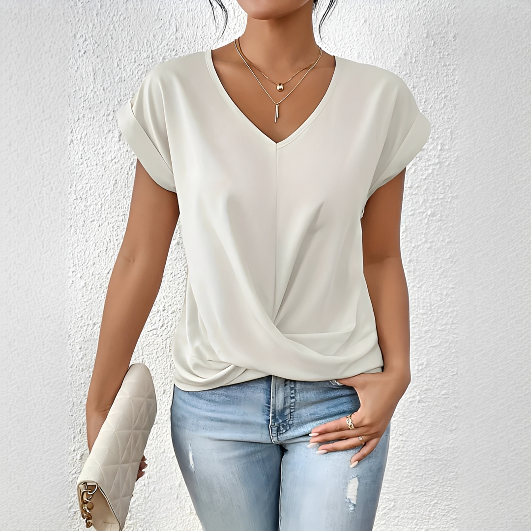 Velanie - T-Shirt Décontracté à Col V