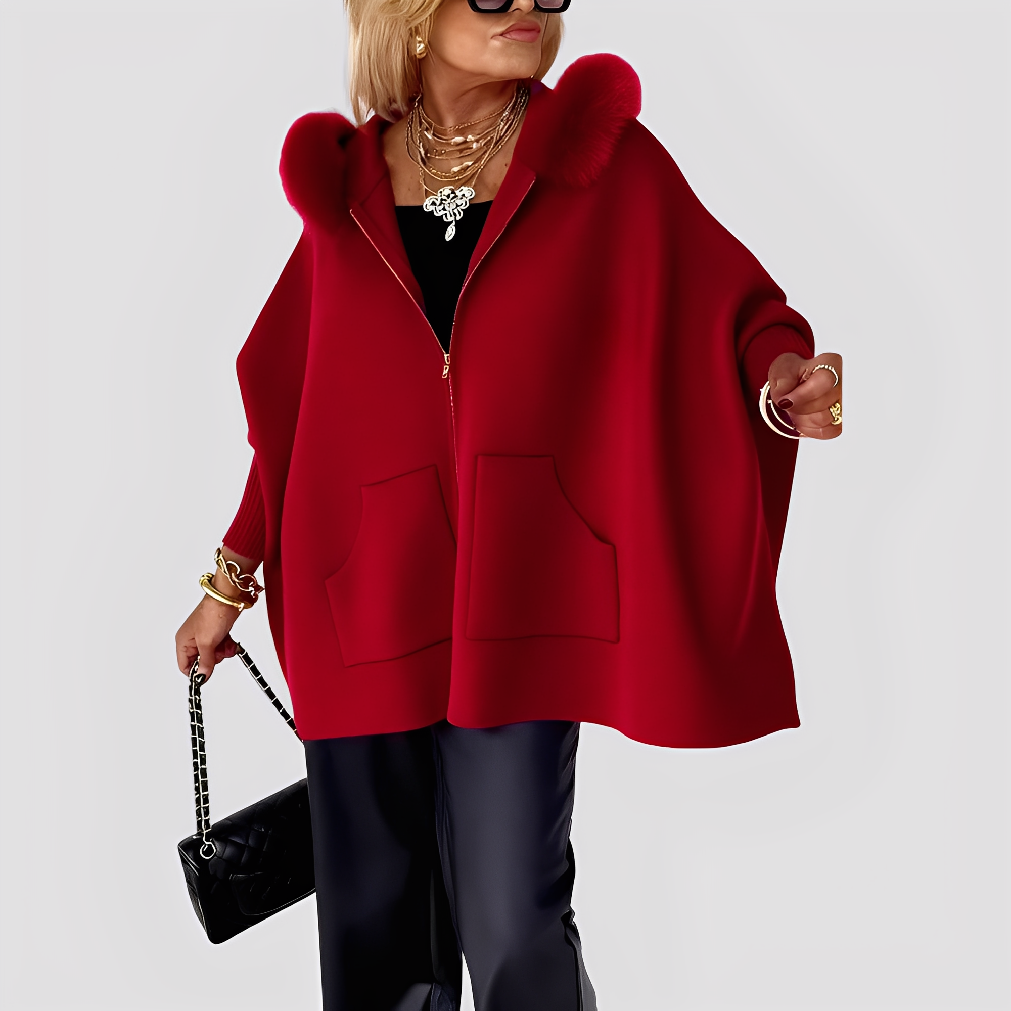 Elvena - Manteau moderne en fausse fourrure avec capuche pour femmes