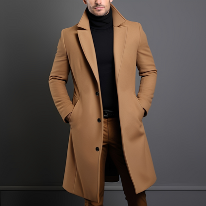 Kévin - Manteau long classique avec revers pour homme