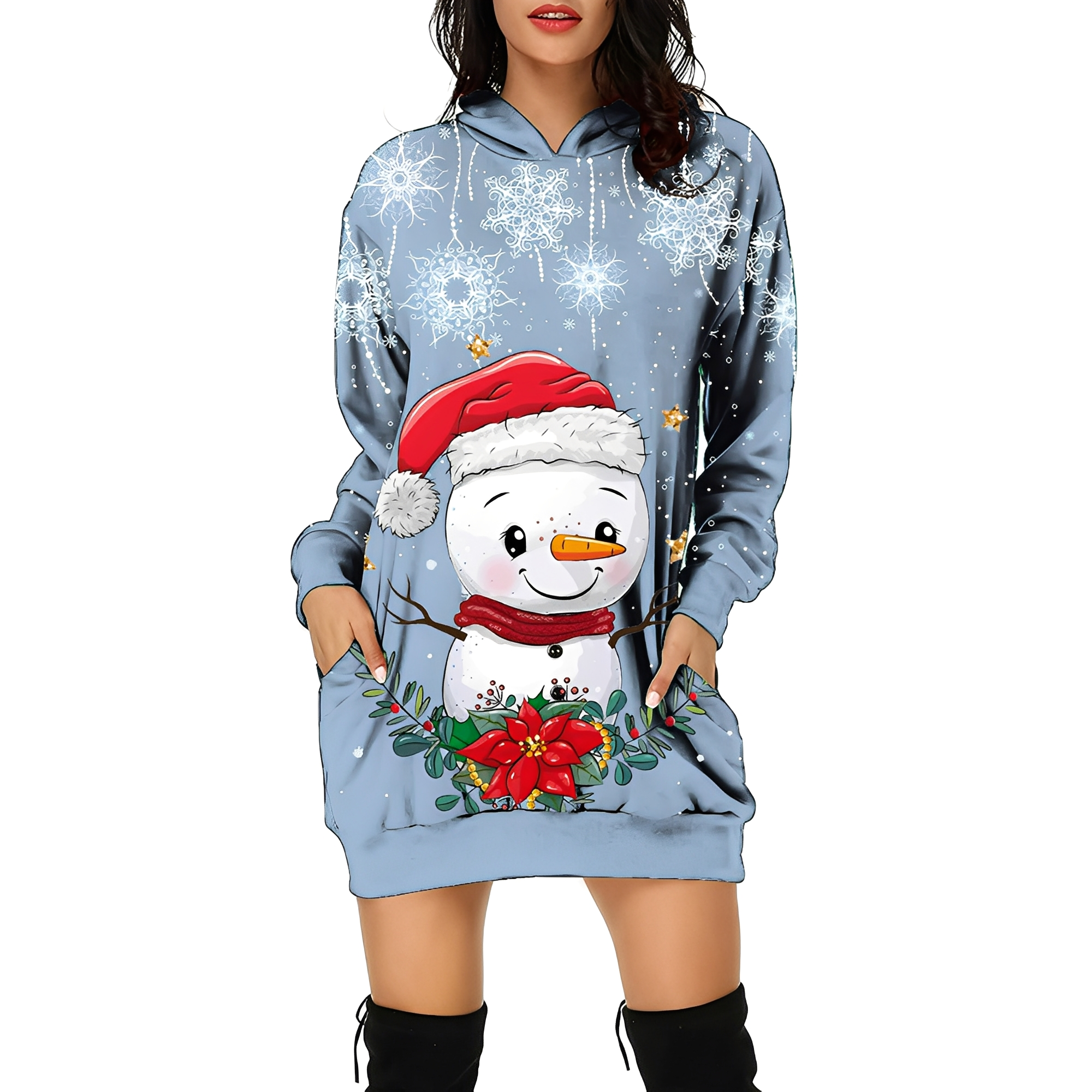 Georgia - Robe de Noël élégante avec capuche pour femmes