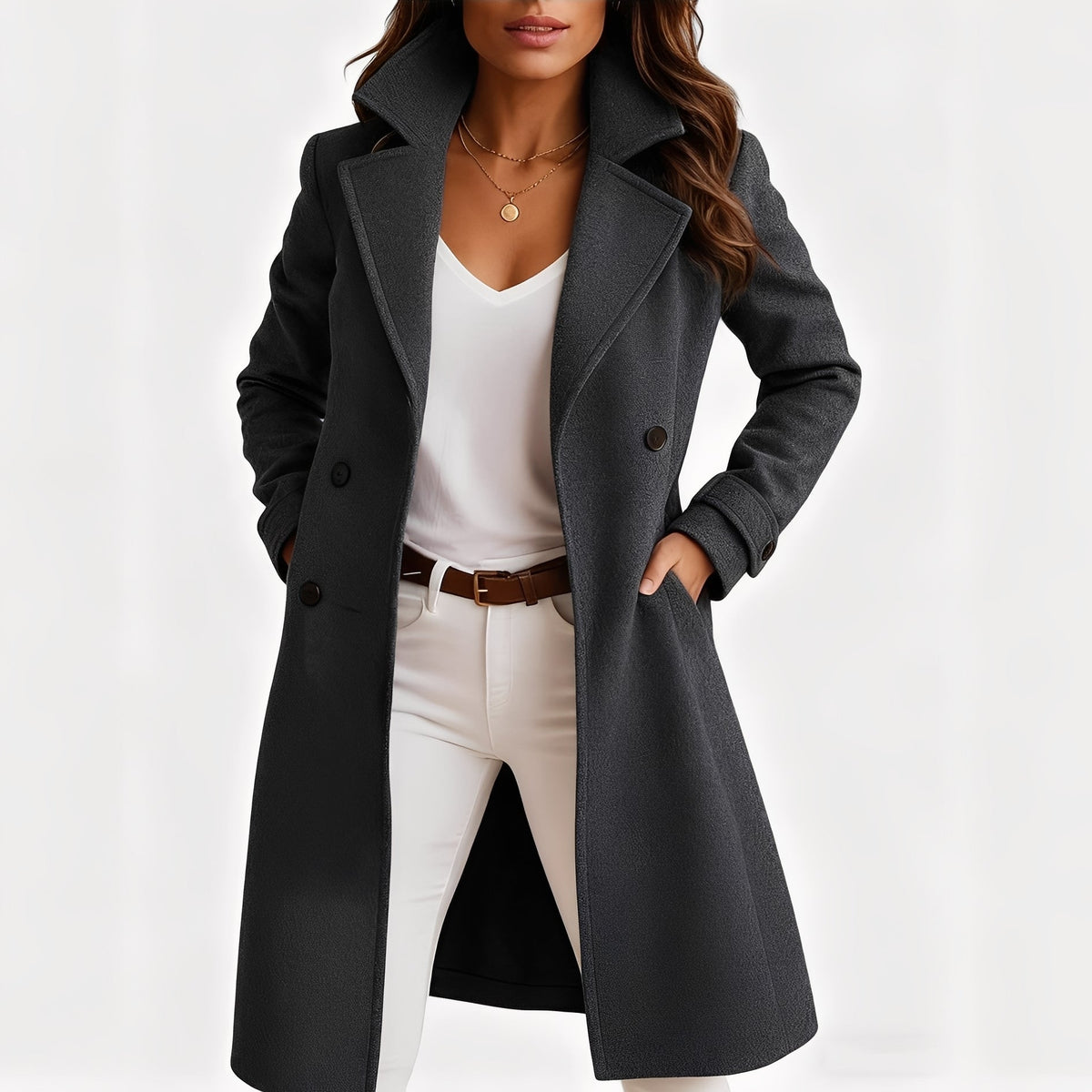 Camille - Manteau élégant pour femmes au design à simple boutonnage