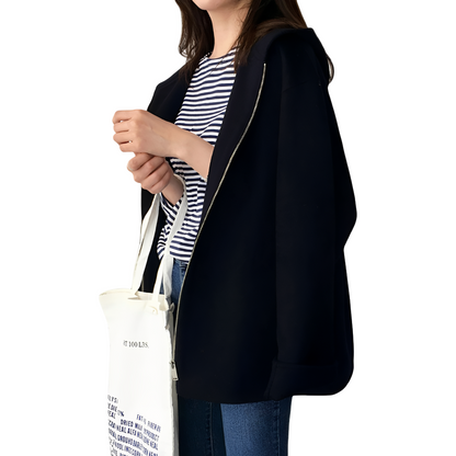 Julie - Weit geschnittener Wollmantel mit Reißverschluss für Damen