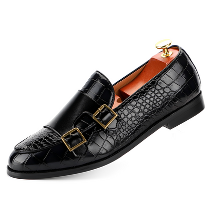 Rafael - Elegant leather slip-on shoes for men with double buckle