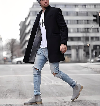 Cordell - Long manteau en laine décontracté pour homme