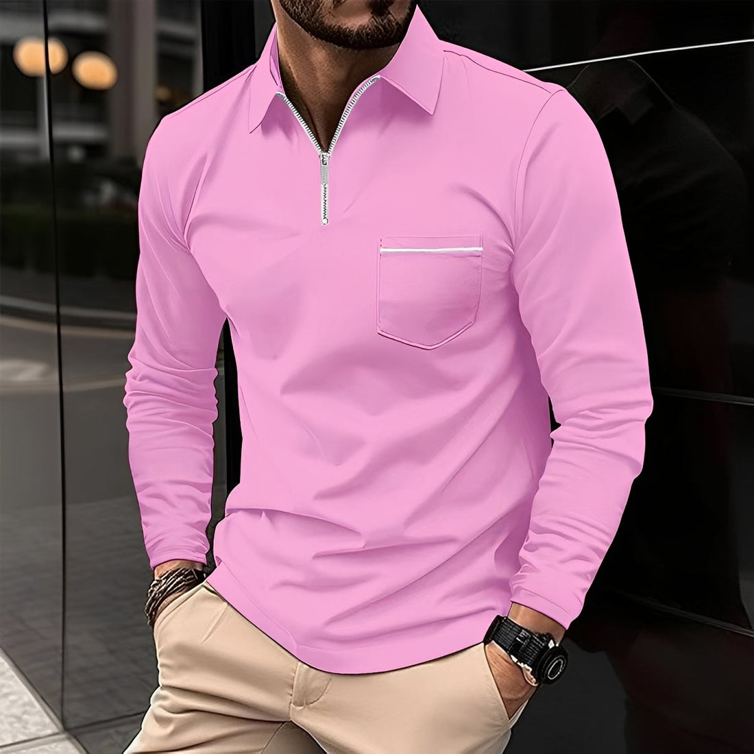 Jackson - Polo à Manches Longues Homme - pour Tenue Décontractée