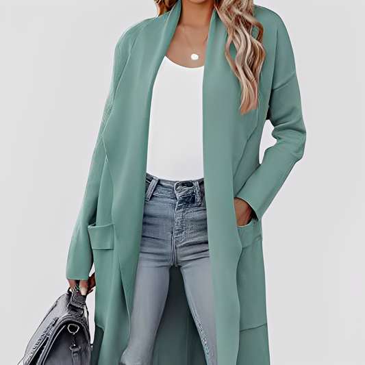 Chantal - Long cardigan en tweed décontracté pour femmes