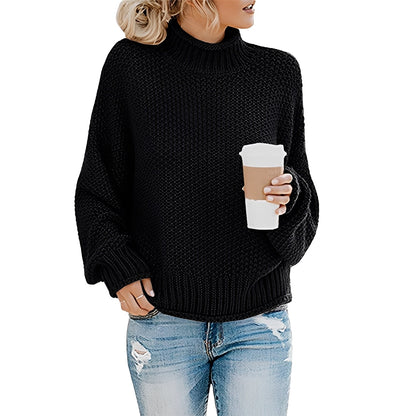 Evalyn - Pull en maille décontracté à col haut pour femmes