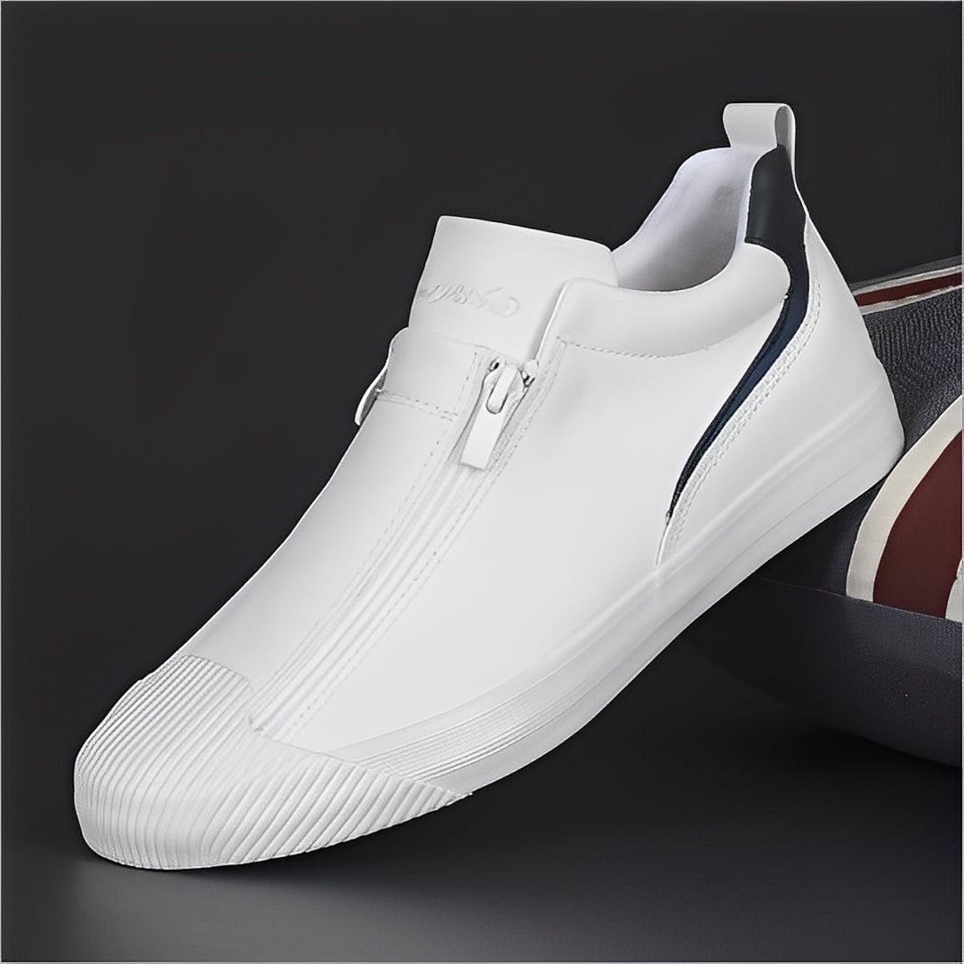 Marcus - Chaussures en cuir pour hommes avec double fermeture éclair