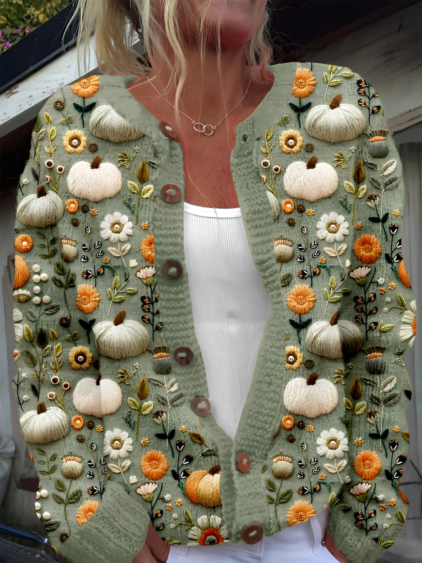 Kandace - Cardigan tendance avec motif floral pour femmes