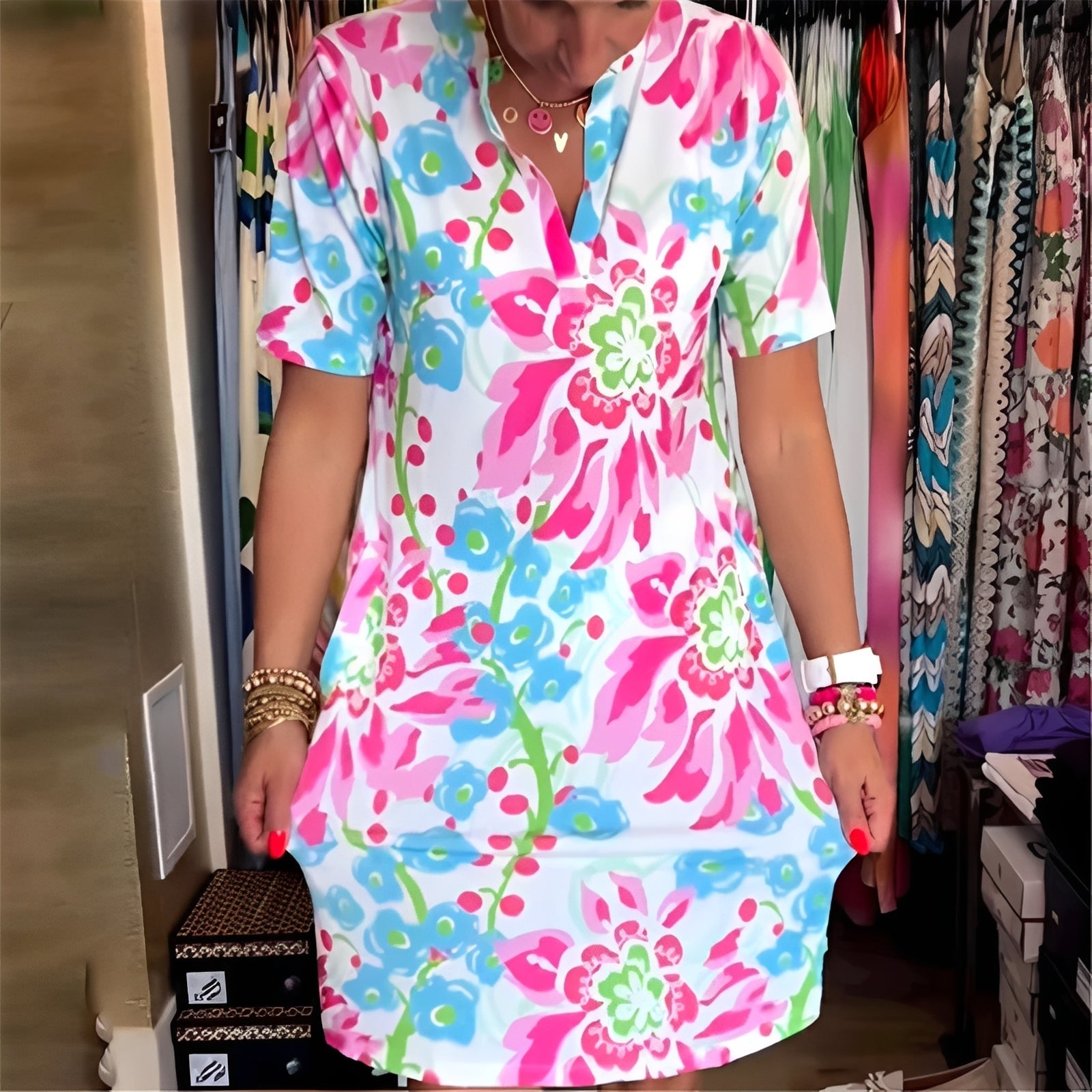 Abbie - Robe élégante à motif floral pour femmes
