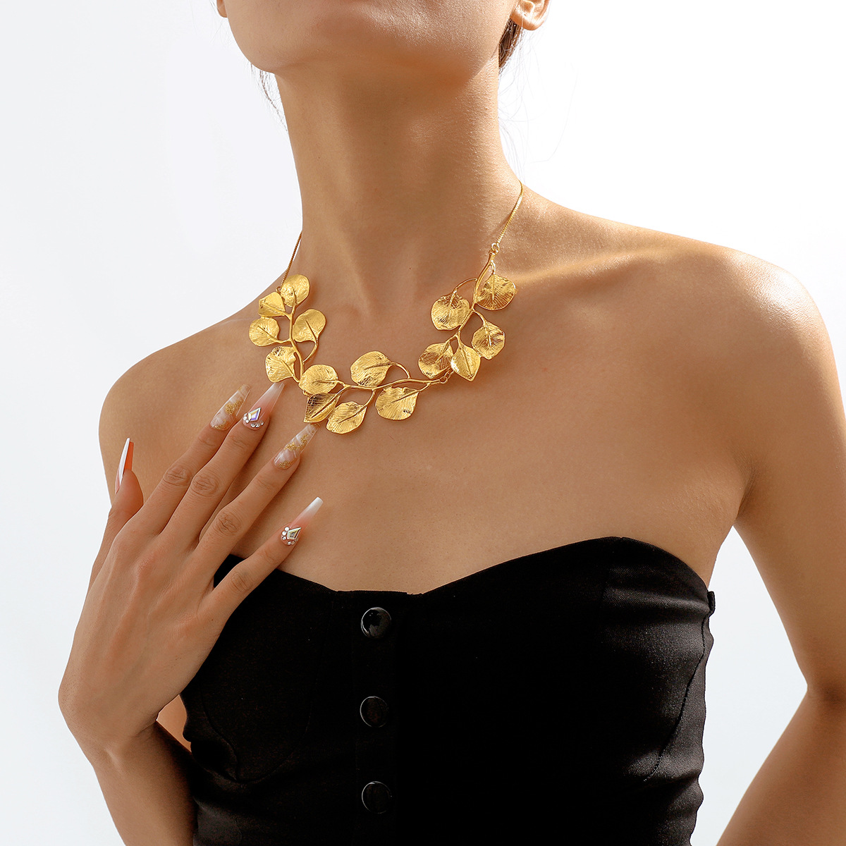 Golden Leaf - Collier de feuille de figuier vintage