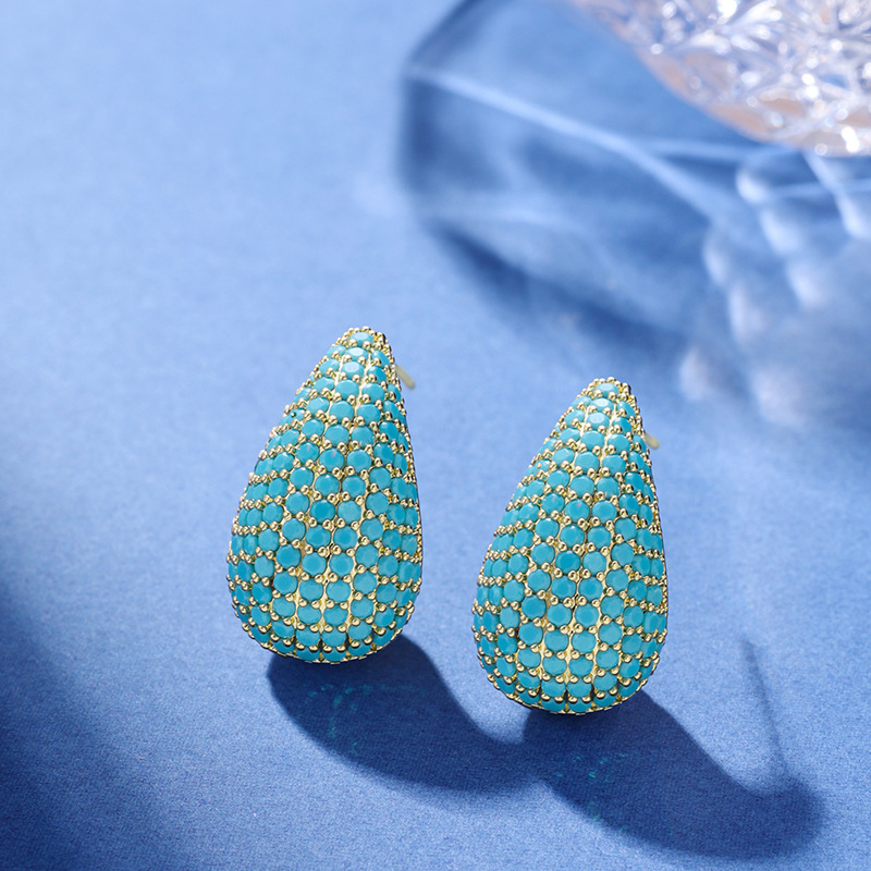 Boucles d'oreilles Diamant en Forme de Goutte - Boucle d'oreille Diamant Incrusté