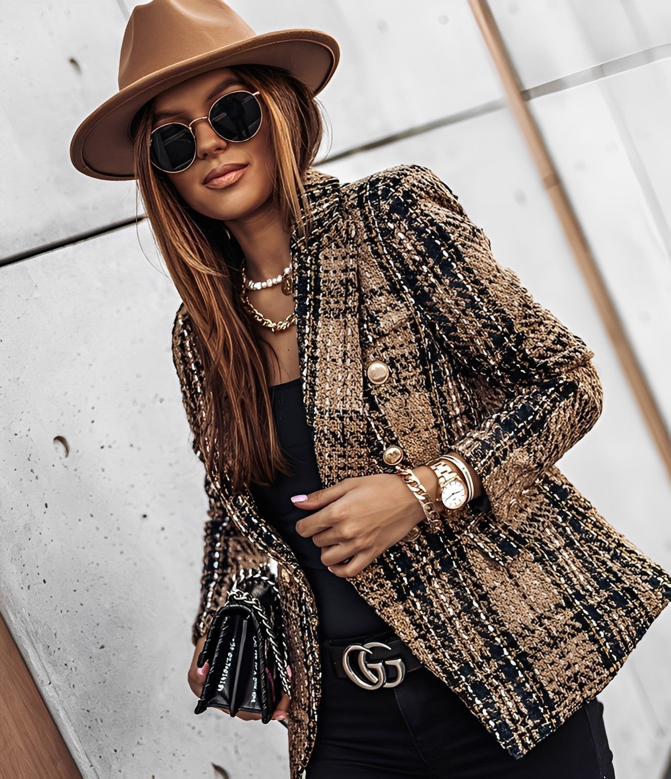 Cheri - Blazer chic et bien ajusté à motif écossais pour femmes