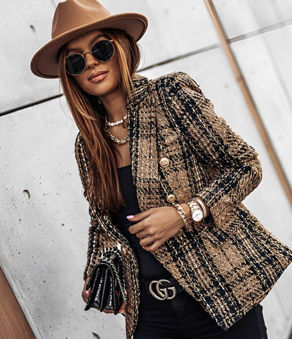 Cheri - Blazer chic et bien ajusté à motif écossais pour femmes