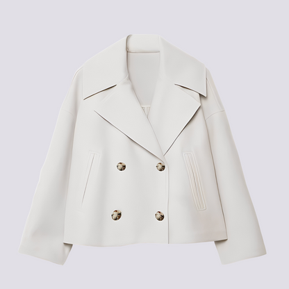 Bethney - Veste courte élégante en laine avec col à revers pour femmes