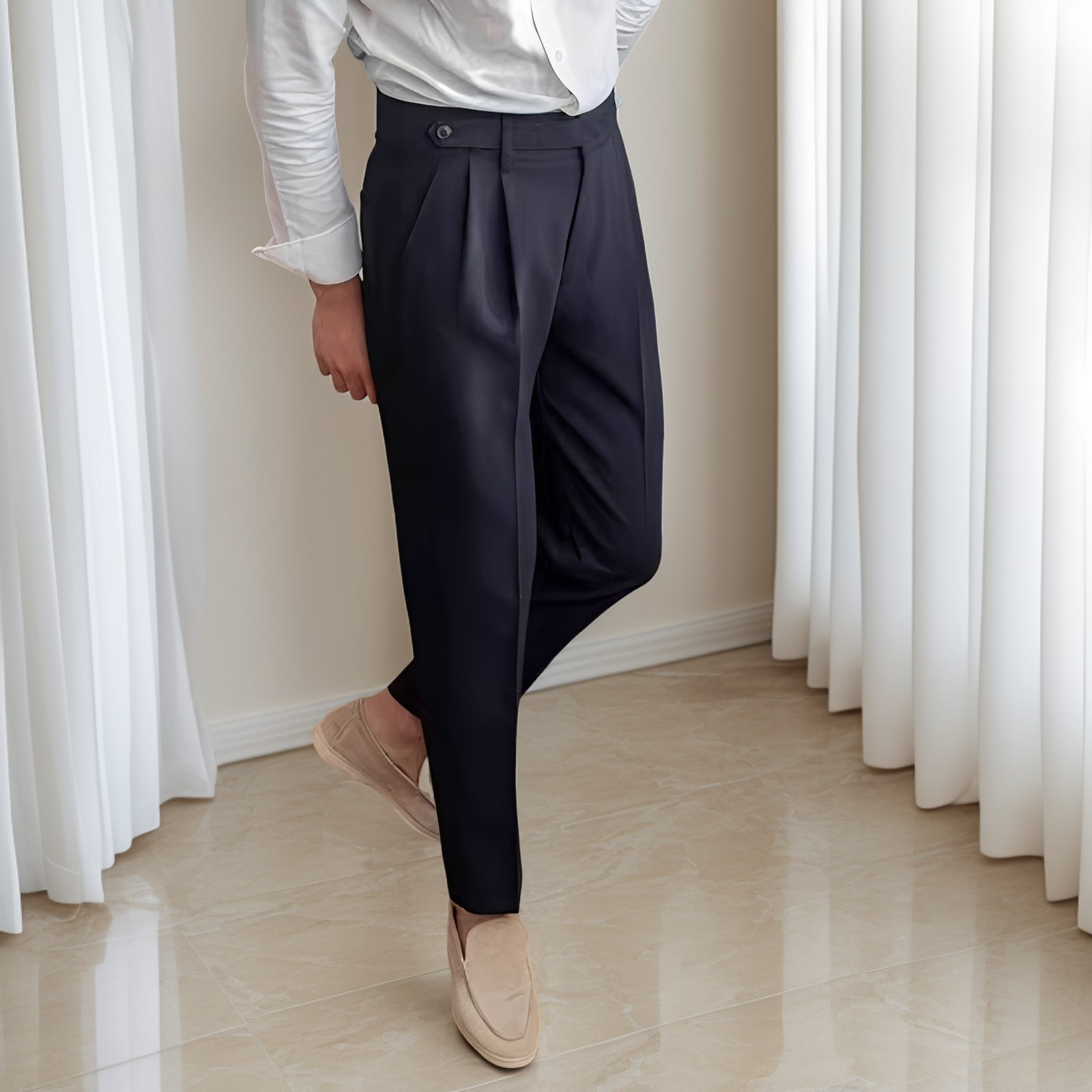 Kristian - Pantalon plissé élégant avec boucle pour hommes