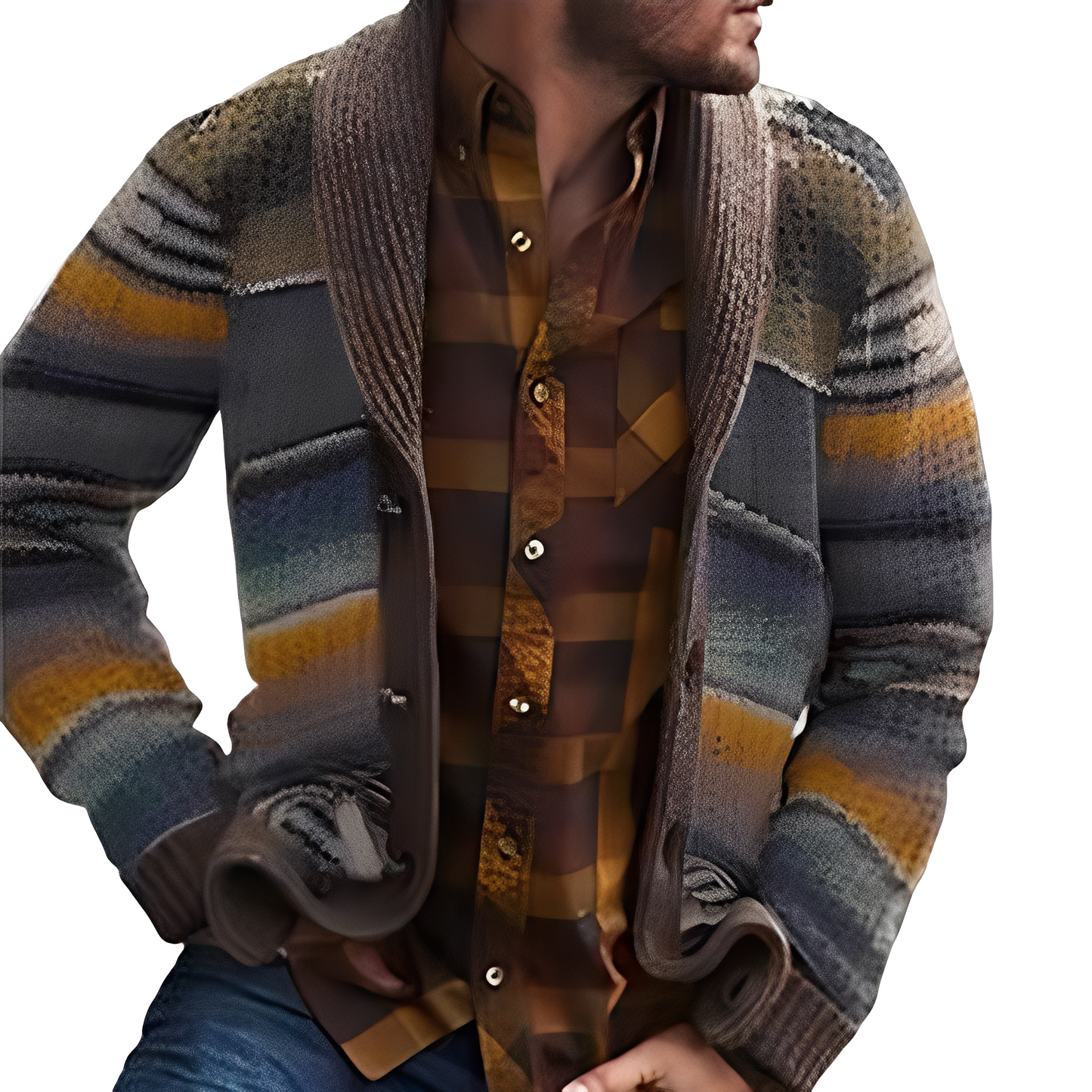 Holden - Modern and colorful knitted jacket for men