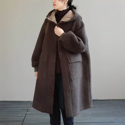 Sophie - Übergroßer Mantel aus Kunstpelz mit Kapuze für Damen