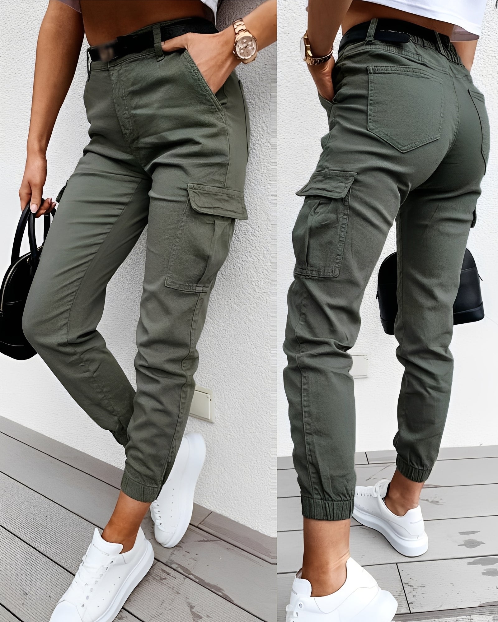 Carrie - Pantalon cargo stylé à taille haute pour femmes