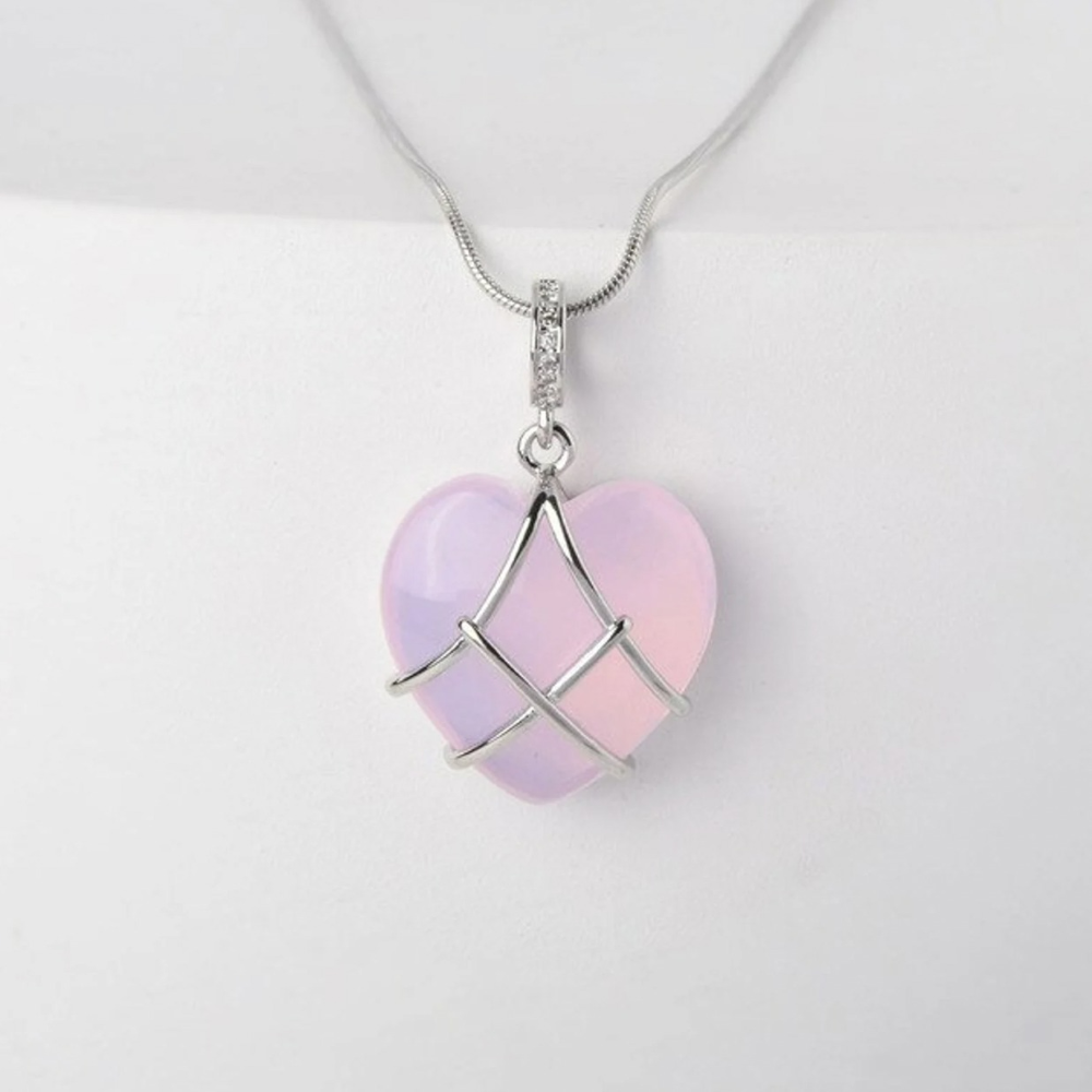 Collier en cœur de pierre précieuse - collier en cœur de princesse