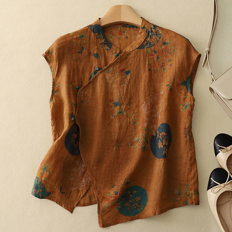 Diana - Blouse Fleurie Sans Manches