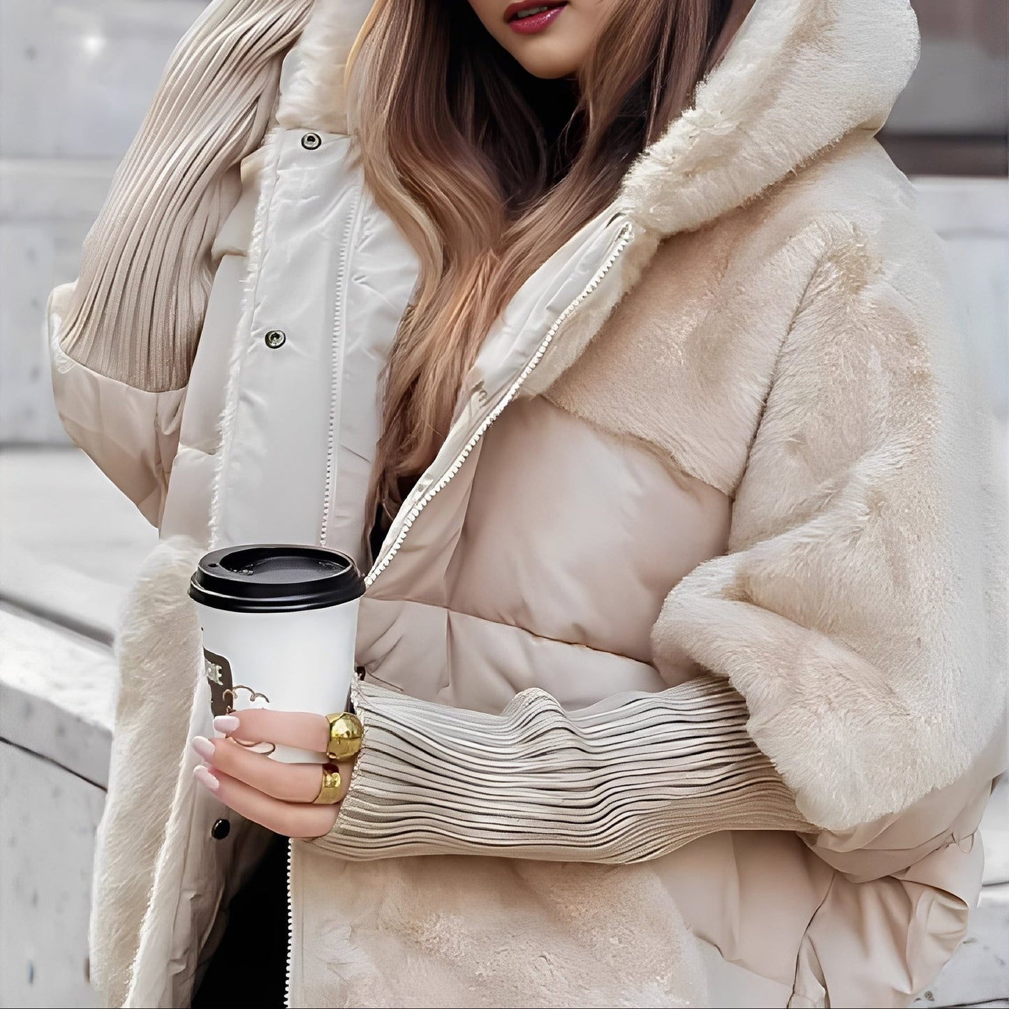 Alayna - Veste chic et élégante avec fourrure synthétique pour femmes