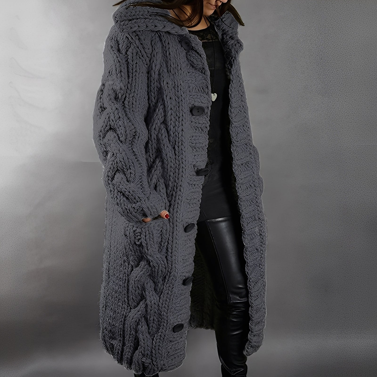 Arielle - Élégant cardigan long en laine pour femmes