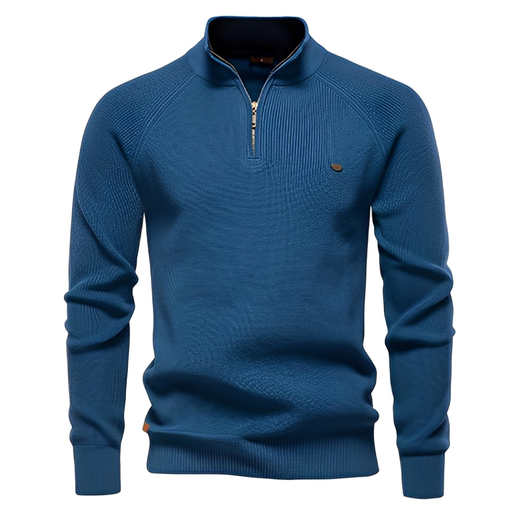 Brant - Elegant sweater with quarter zipper for men