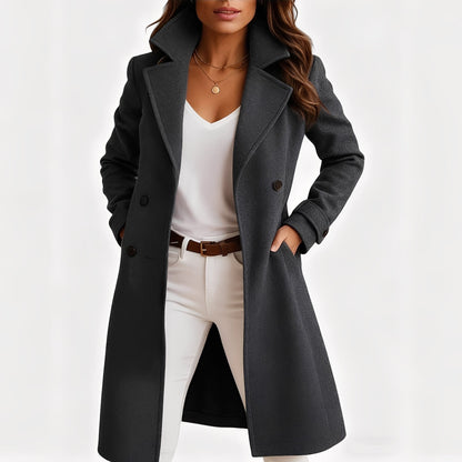 Camille - Elegant single-breasted coat with pockets for women