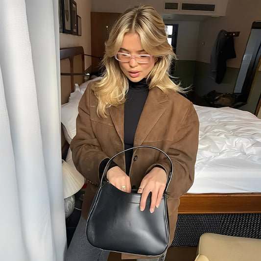 Laura - Veste en cuir classique avec col à revers pour femmes