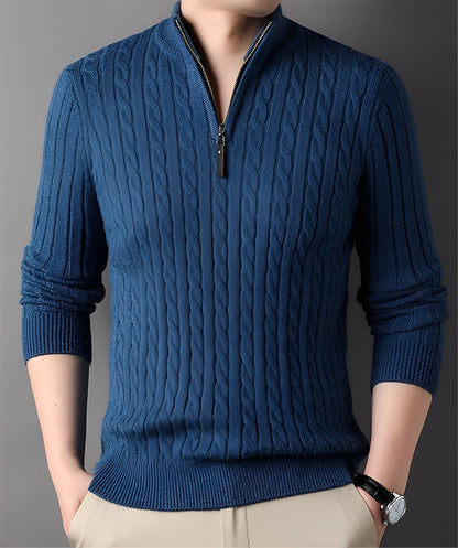 Damian - Pull moderne tricoté avec fermeture éclair pour hommes