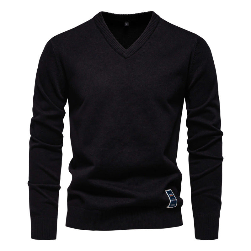 Josh - Elegant men's sweater with V-neck collar