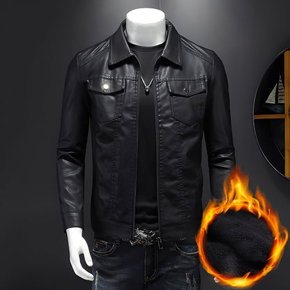 Brycen - Blouson en cuir mince classique pour hommes