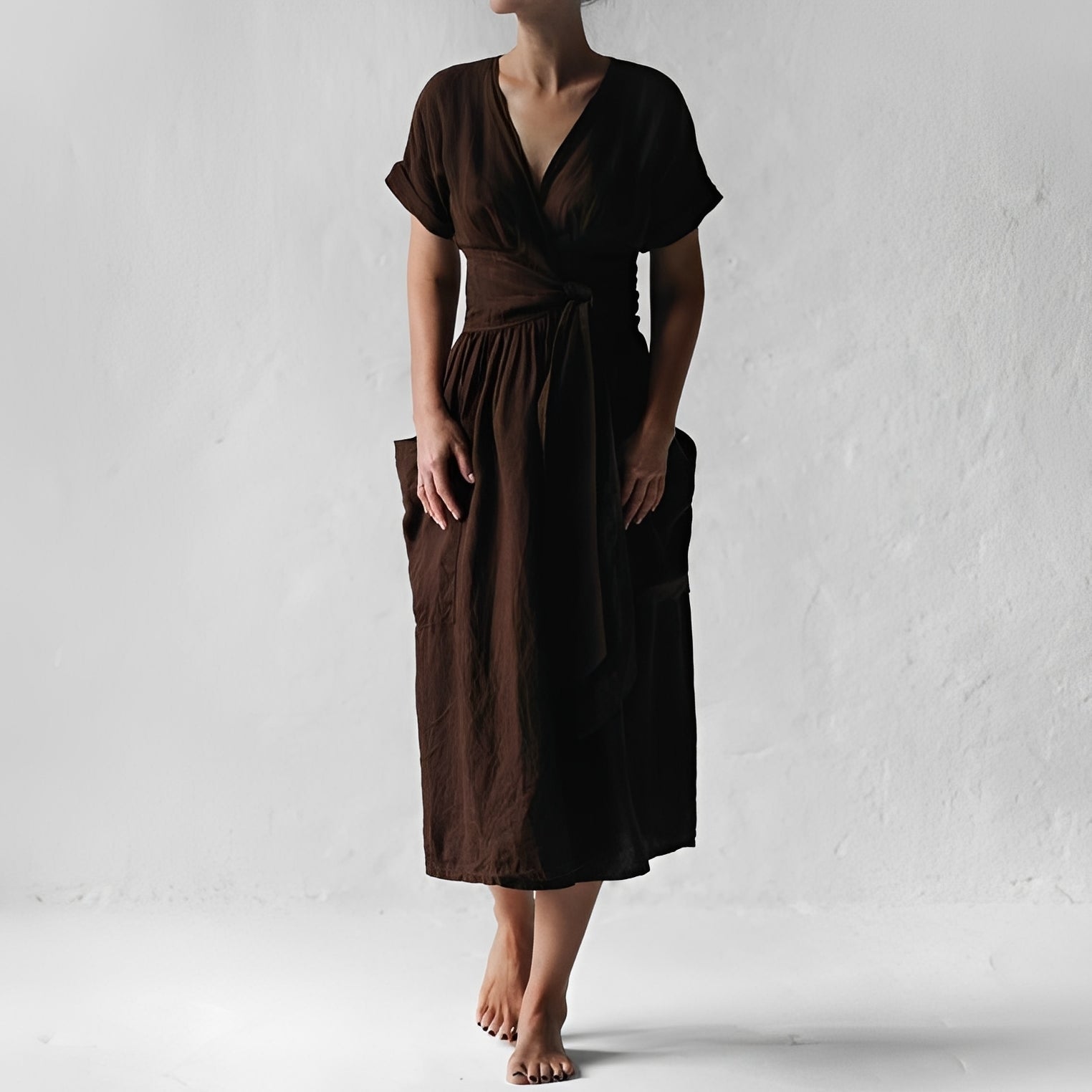 Sasha - Robe portefeuille décontractée avec poches