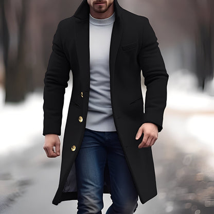 Zackary - Manteau décontracté mi-long en laine pour homme