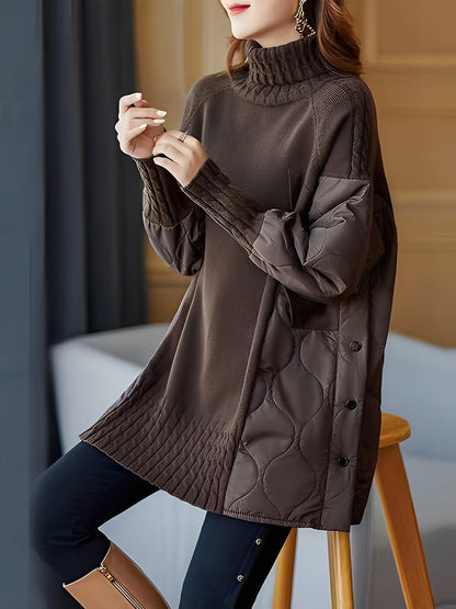 Vonda - Pull décontracté à col montant pour femmes