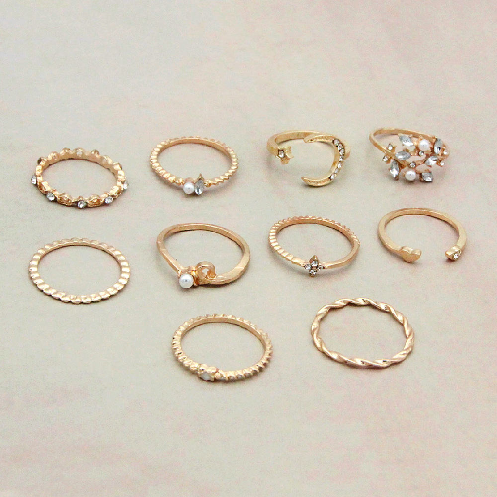 Luna et étoile - Bague de mode de 10 pièces