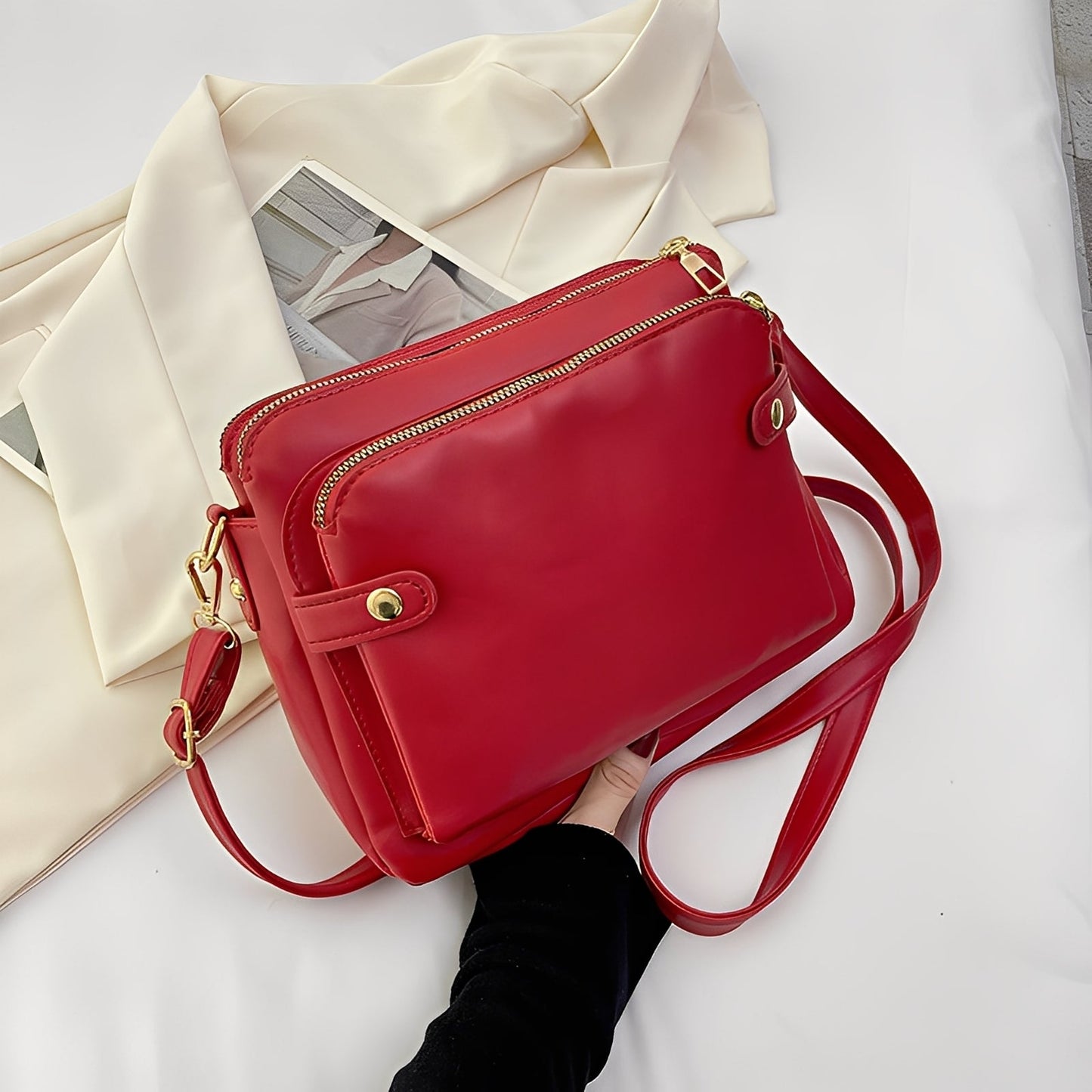 Michaela - Sac en cuir classique pour femmes avec bandoulière