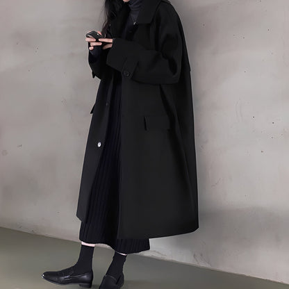 Estelle - Manteau en laine classique à boutons simples pour femmes