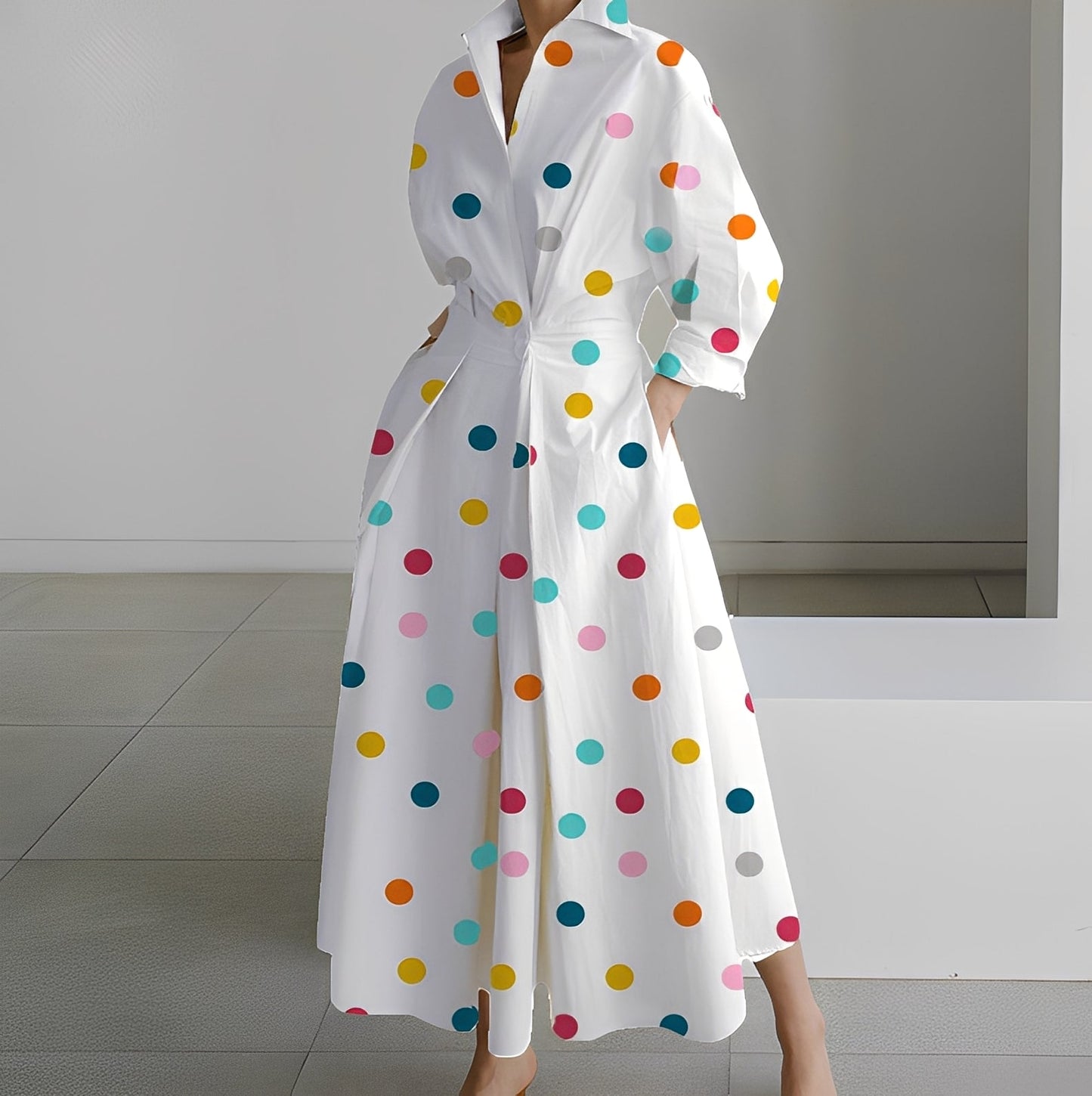 Lavina - Robe large à manches longues avec poches pour femmes