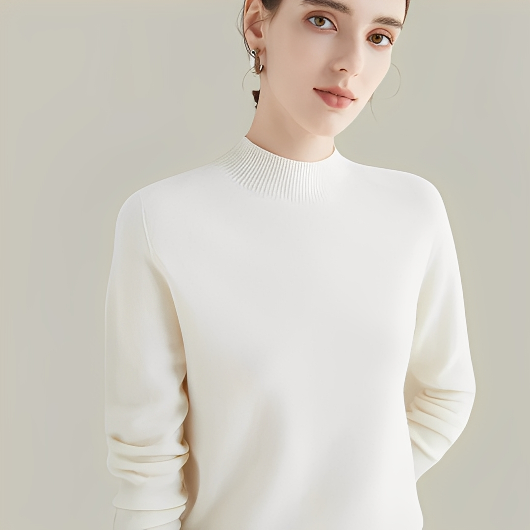 Martine - Pulls en laine à coupe ajustée avec col montant pour femmes